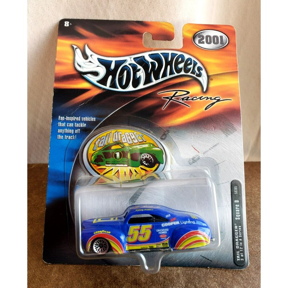 2001 Hot Wheels RACING  TAIL DRAGGER Blue #55 SQUARE D #3/12 In A Series 1:64 LW